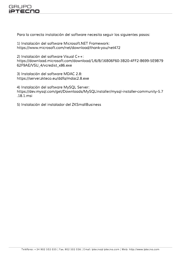 Installation de ZKSmallBusiness