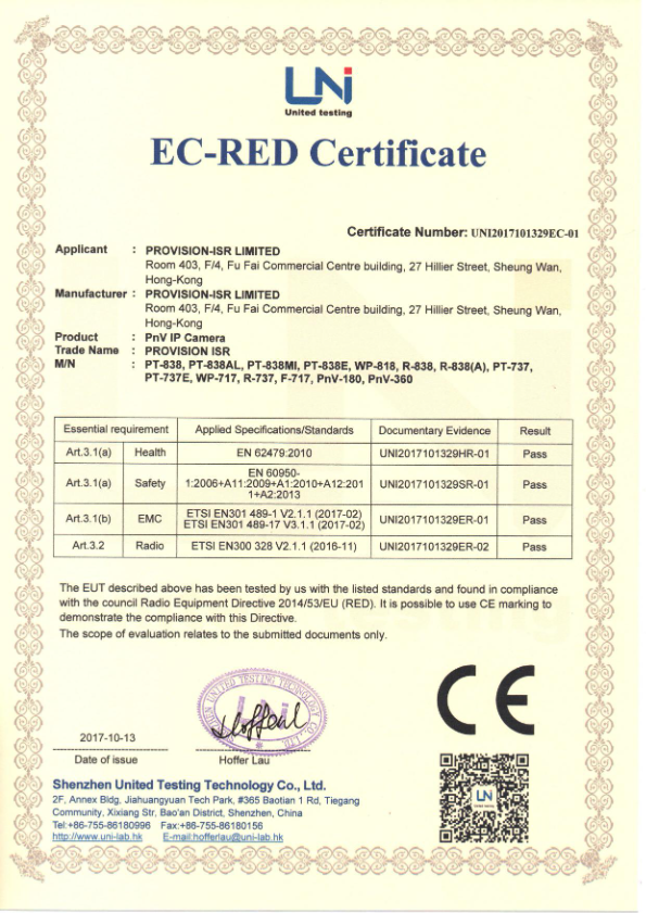 WP-818 - Certificado CE
