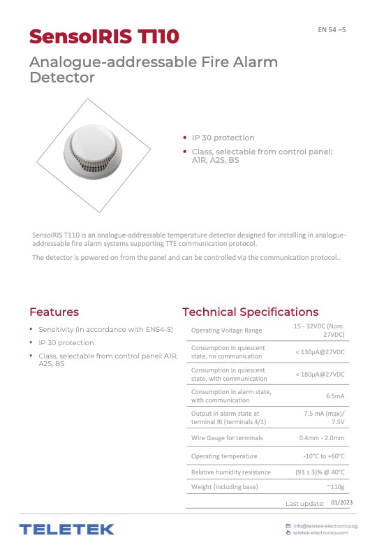 SensoIRIS-T110 - Ficha Técnica Teletek
