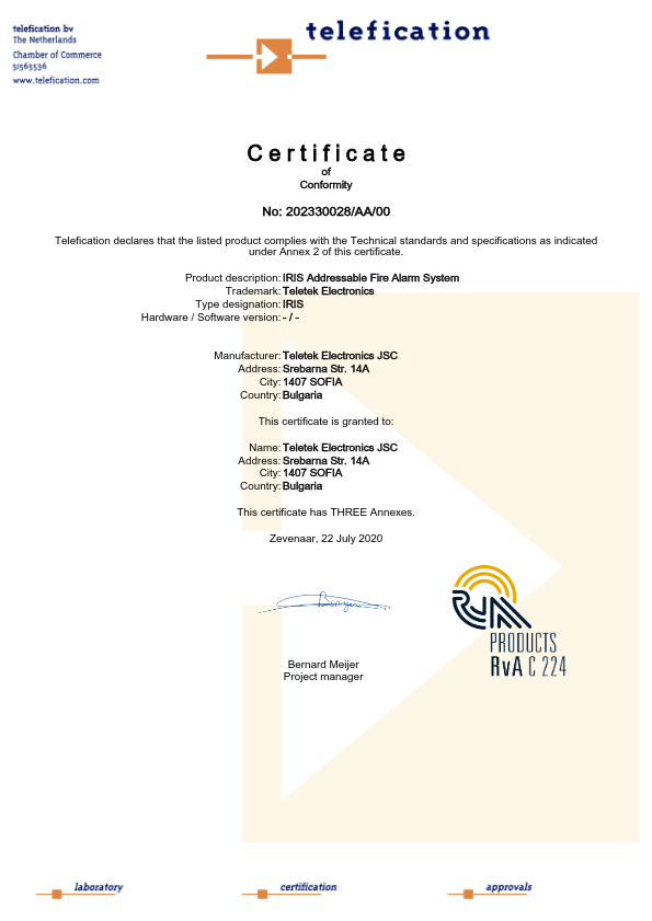 IRIS1L - Certificado CE