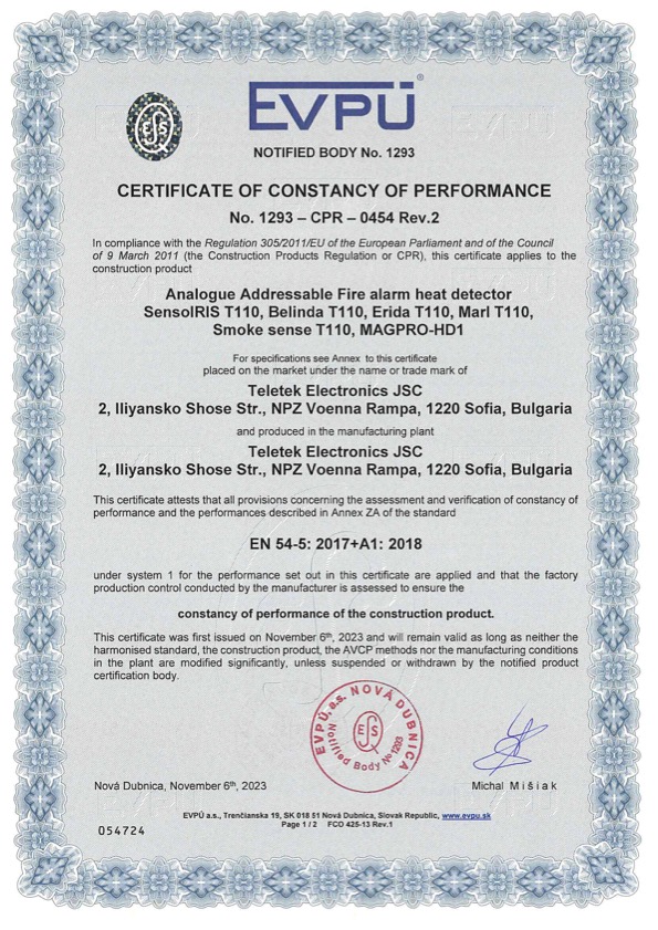 SensoIRIS-T110 - Certificado CPD/CPR