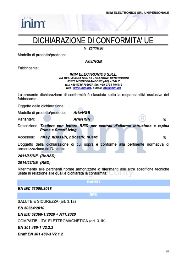 ARIA-HG - Certificado CE