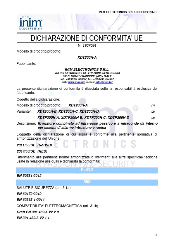 XDT200H - Certificado CE