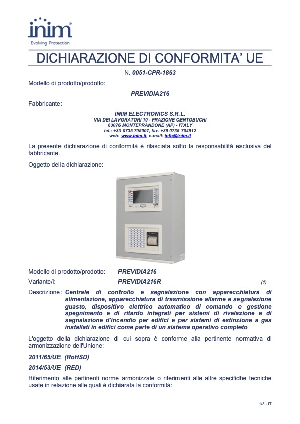 PREVIDIA216 - Certificado CE