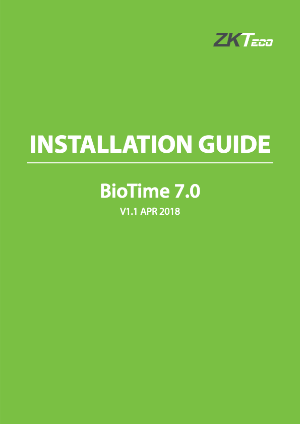 Guide d'installation de BioTime 7.0 V.1.1
