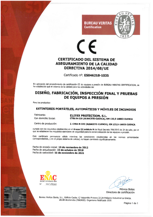 Extintores Elitex - Certificado CE