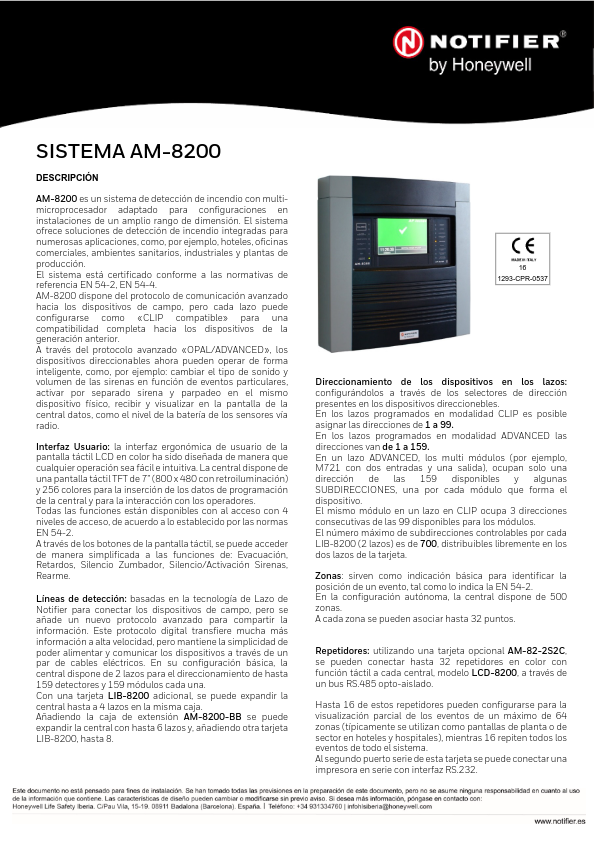 AM-8200-BB - Ficha Técnica Notifier