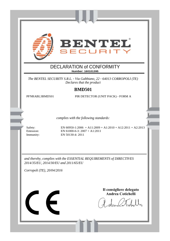 BMD501 - Certificado CE
