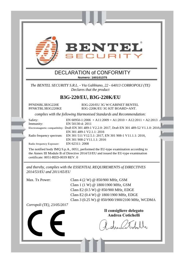 B3G-220EU - Certificado CE