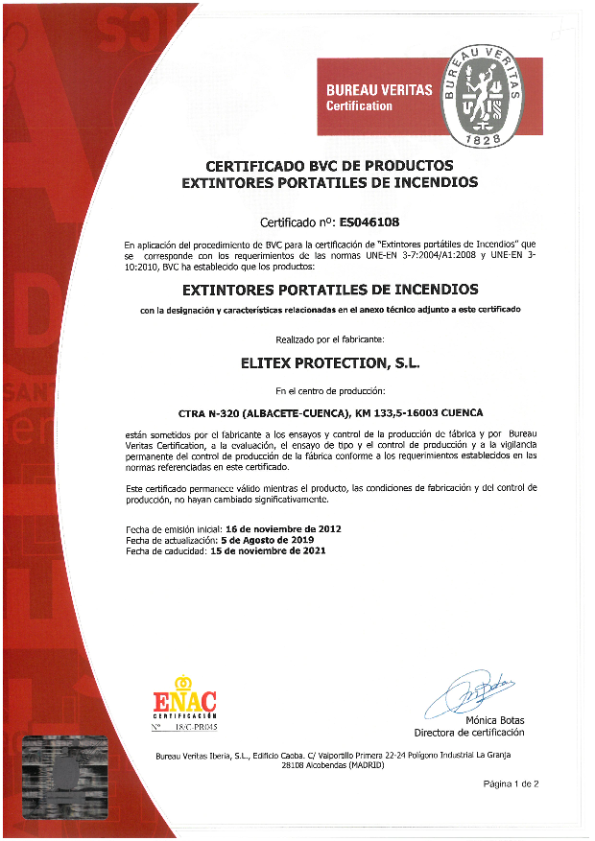 Extintores Elitex - Certificado BVC Portátiles
