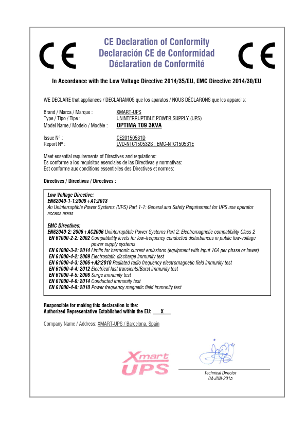 SAI-OPTIMA-T09-03K - Certificado CE