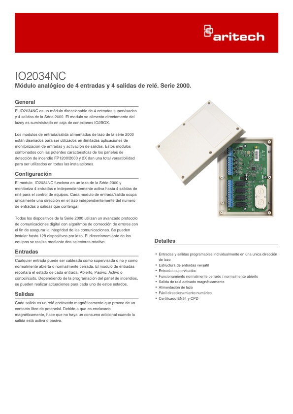 IO2034NC - Ficha Técnica ARITECH