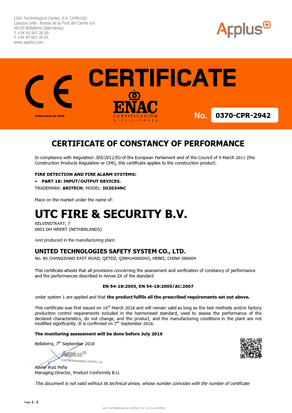 IO2034NC - Certificado CE