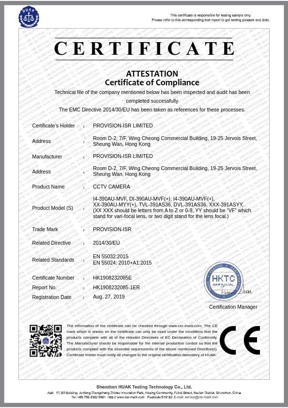 TVL-391AS36 - Certificado CE