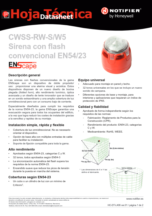 CWSS-RW-S5 - Ficha Técnica Notifier