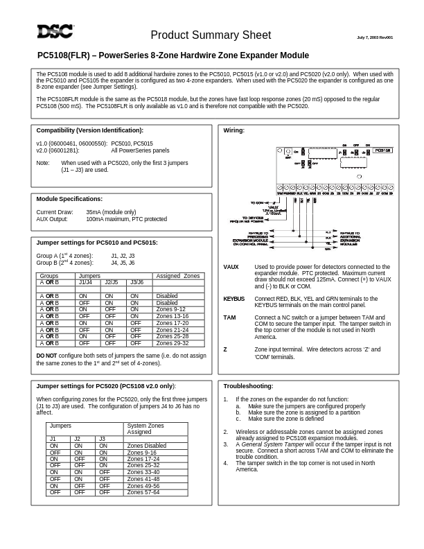 PC5108 - Ficha Técnica DSC