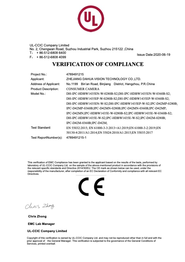 IPC-HDBW1435E-W-S2 - Certificado CE
