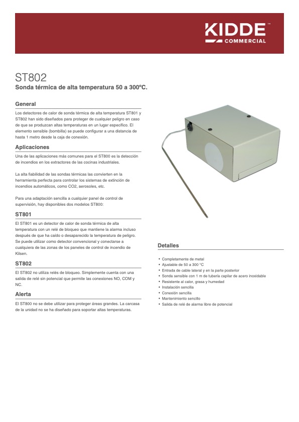ST802 - Ficha Técnica KIDDE COMMERCIAL