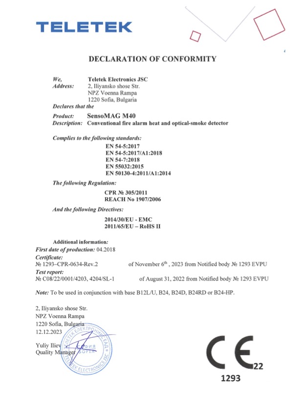 SensoMAG-M40 - Certificado CE