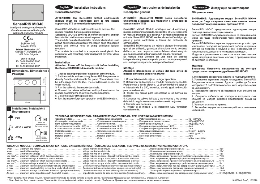 SensoIRIS-MIO40 - Manual de Instalación