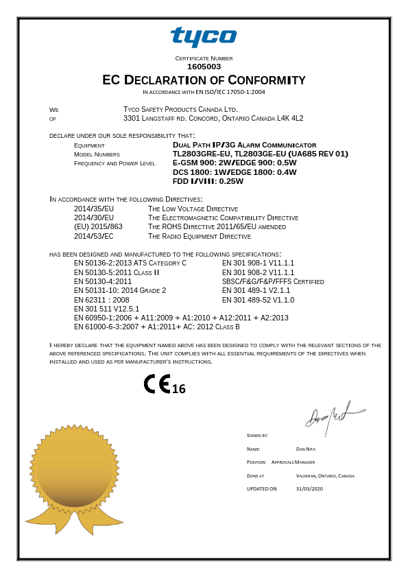 TL2803GE-EU - Certificado CE