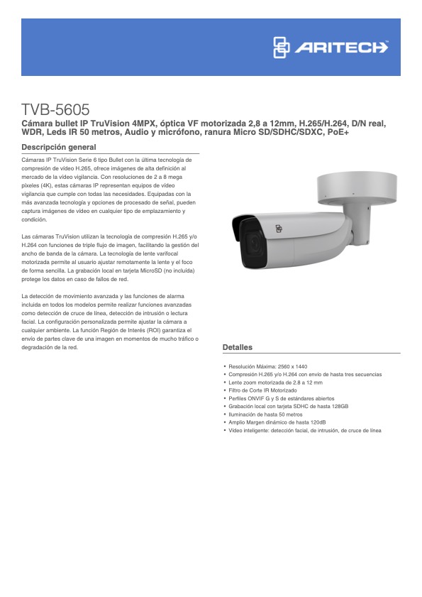 TVB-5605 - Ficha Técnica Aritech