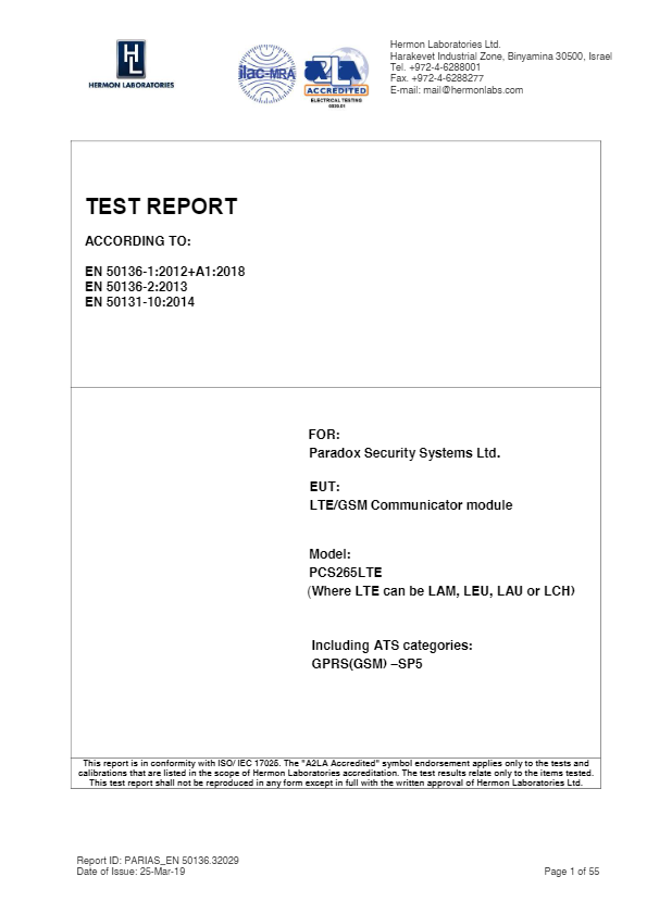 PCS265LEU - Certificado CE
