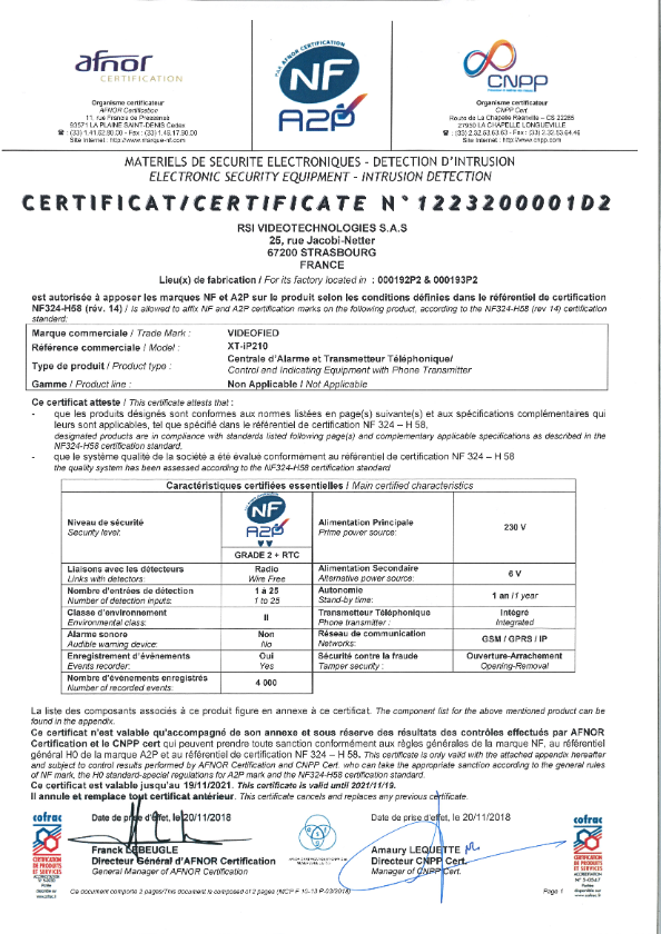 XT-IP210 - Noviembre 2021 - Certificado Grado 2