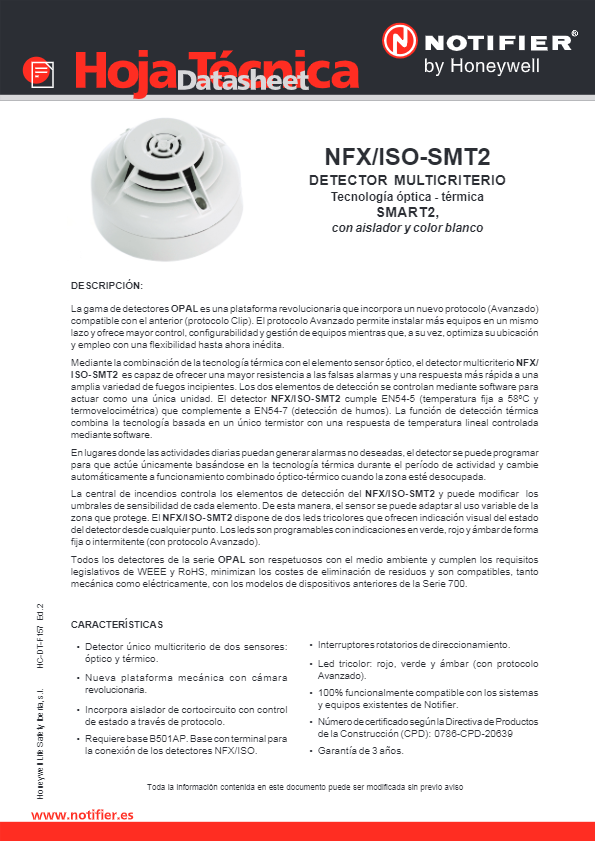 NFXI-SMT2 - Ficha Técnica Notifier