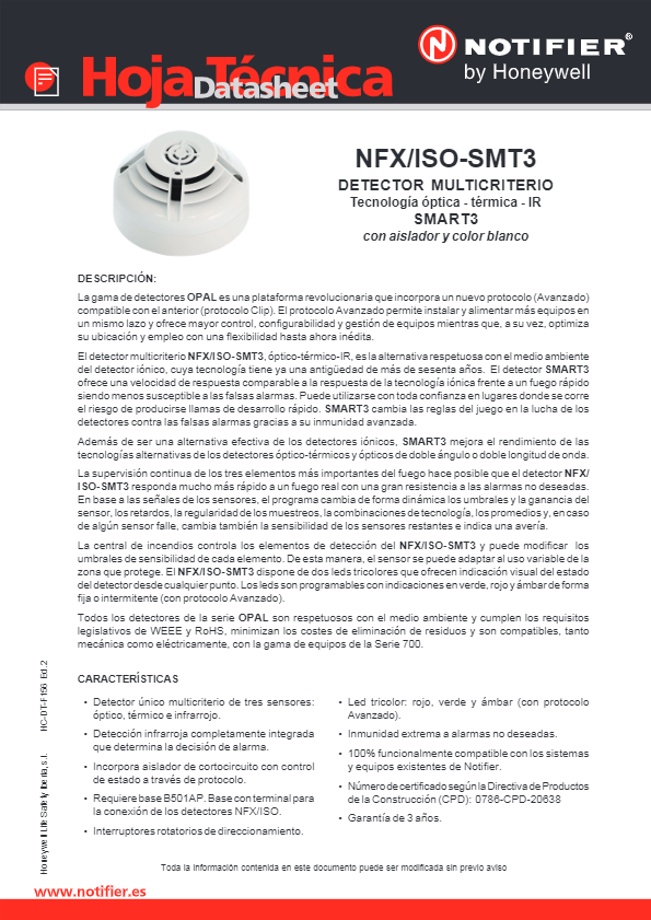 NFXI-SMT3 - Ficha Técnica Notifier