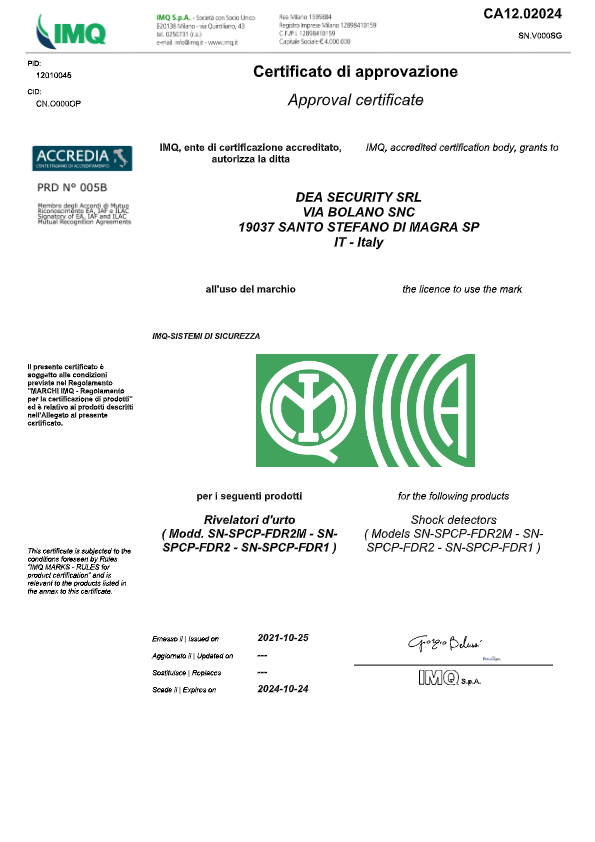 SN-SPCP-FDR1 y FDR2 - Certificado Grado 3