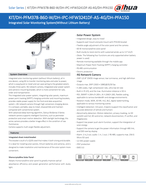 KIT/PFM378-B60-W/IPC-HFW3241DF-AS-4G/PFA150 - Ficha Técnica Dahua