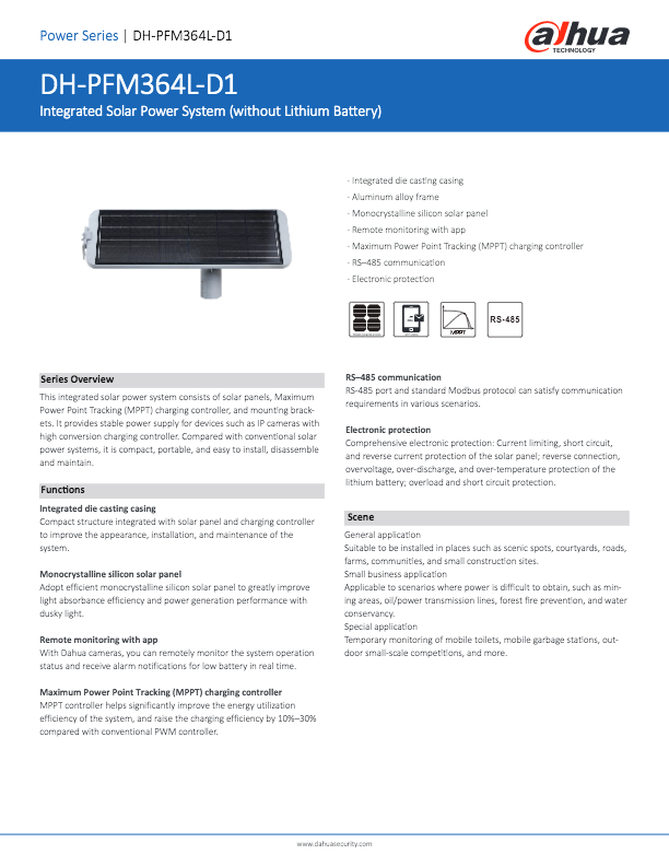 PFM364L-D1 - Ficha Técnica Dahua
