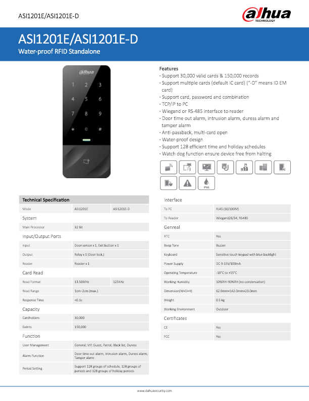 ASI1201E - Ficha Técnica Dahua