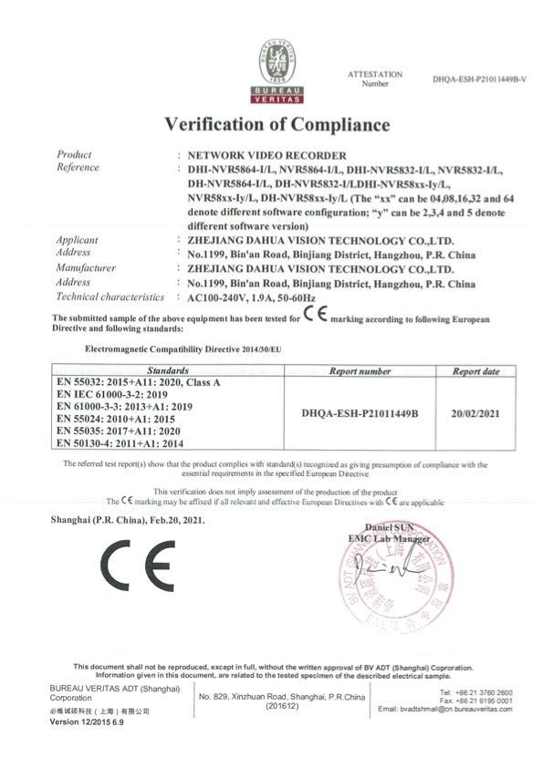 NVR58xx-I - Certificado CE