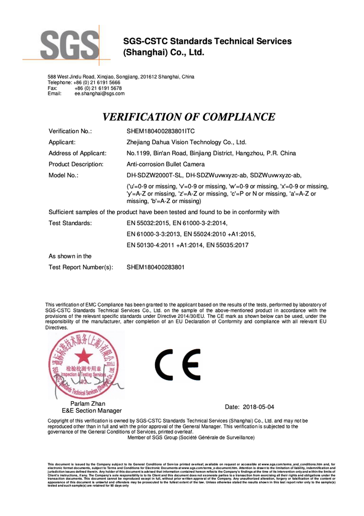 SDZWxxxxx-xx - Certificado CE