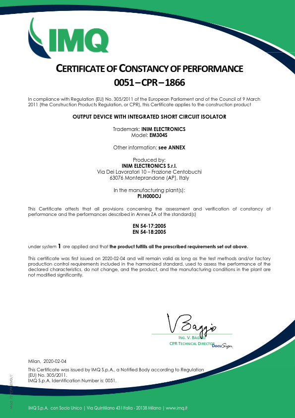 EM304S - Certificado CPD/CPR